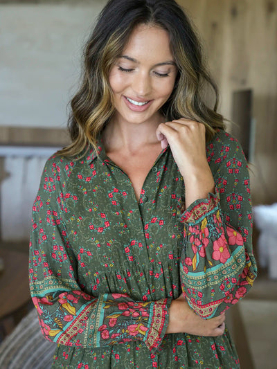 Stevie "ButterSoft" Knit Maxi Dress - Mandala Charcoal Floral