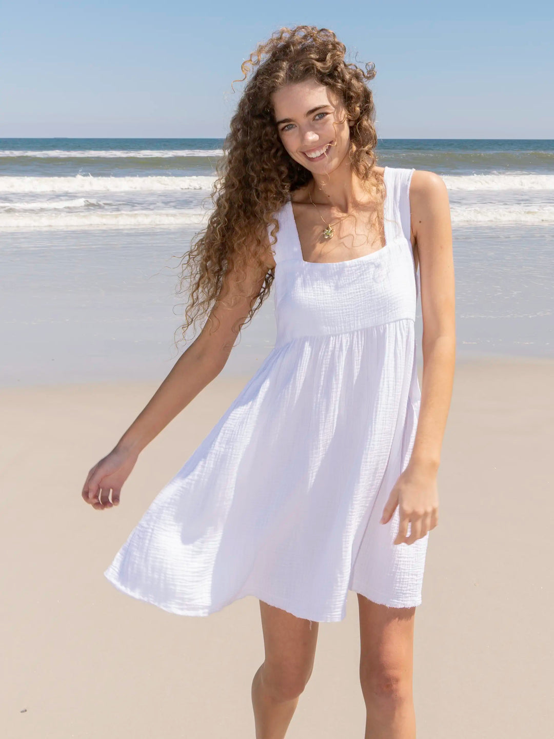 gauze dress white KEEN THE LABEL Evie Midi Our Kyra Midi dress in White Gauze is an off Cotton Gauze Dress with Thin