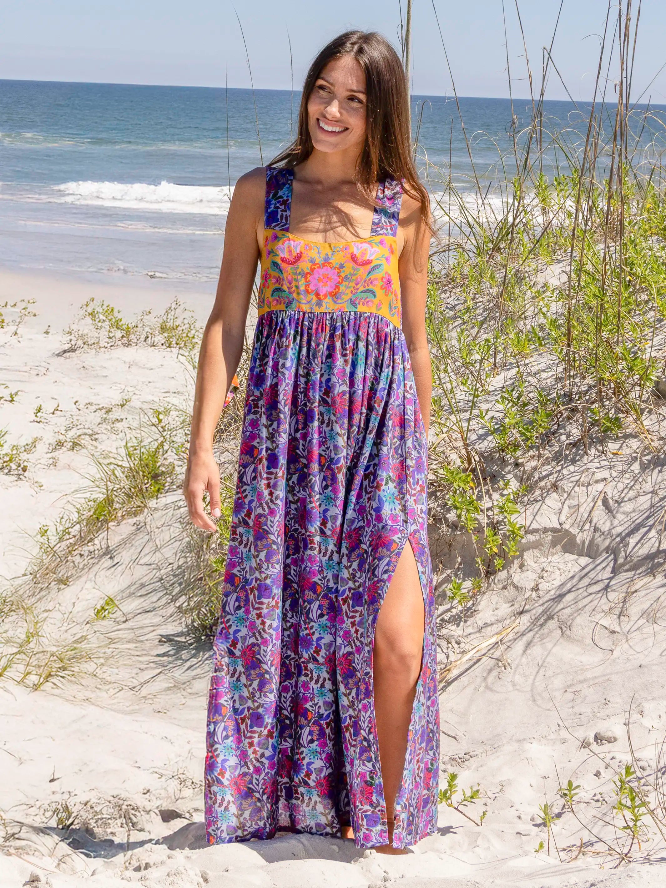 Tricia Maxi Dress - Dark Purple Daisies Tricia Maxi Dress - Dark Purple Daisies