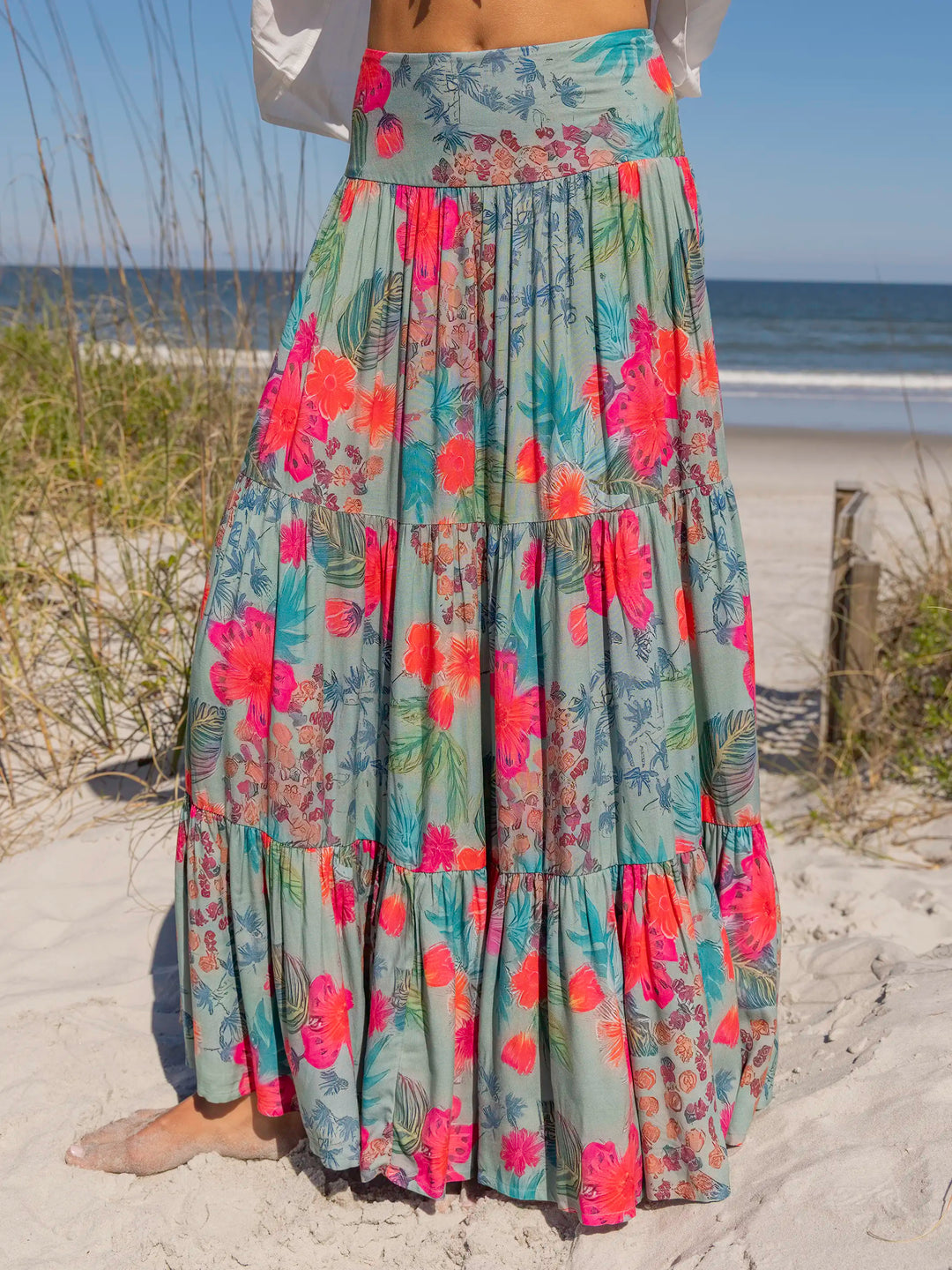 Hanna Convertible Maxi Skirt - Neon Tropical Floral