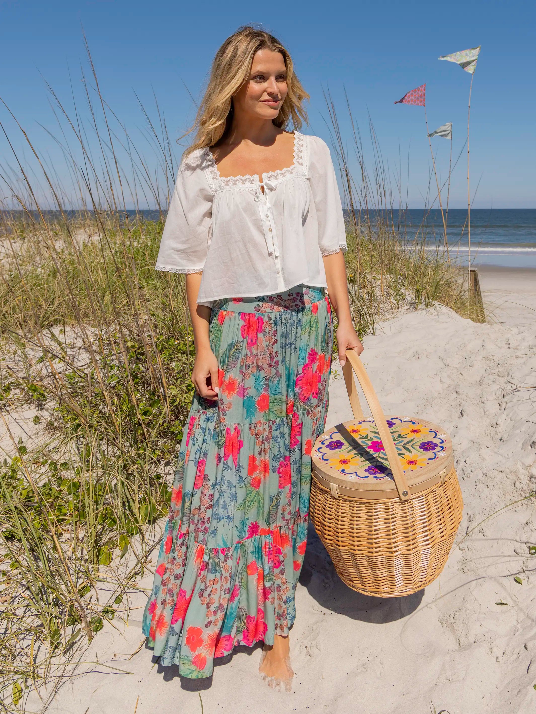 Hanna Convertible Maxi Skirt - Neon Tropical Floral – Natural Life