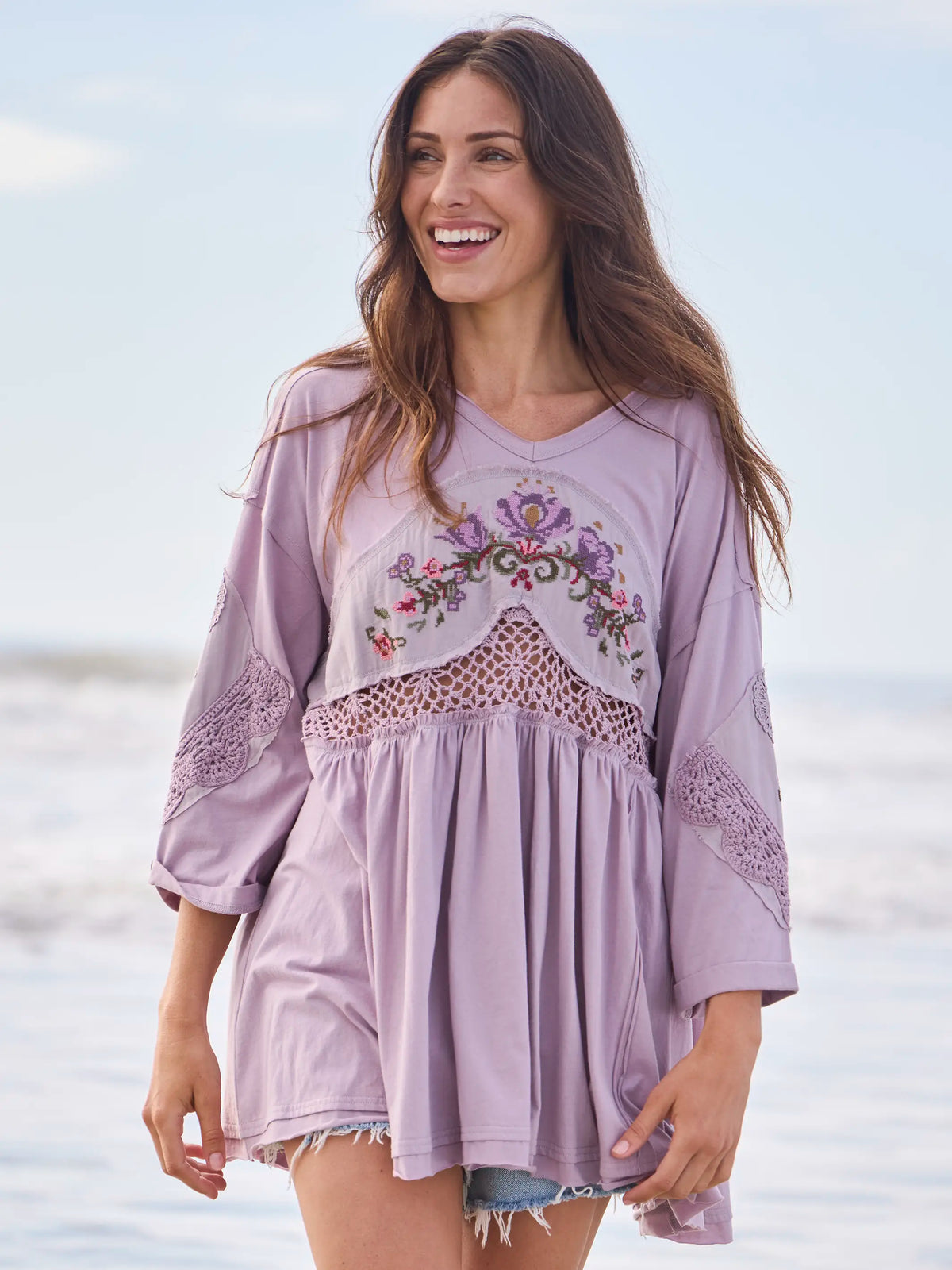 Secret Garden Embroidered Cotton Tunic - Lavender – Natural Life