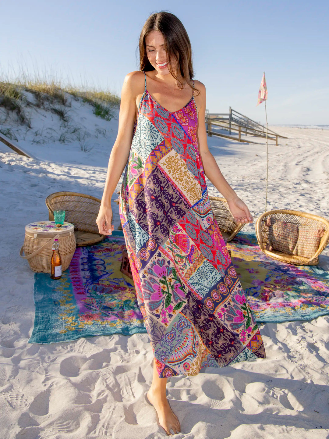 Gracie Slip Maxi Dress - Boho Blooms Patchwork