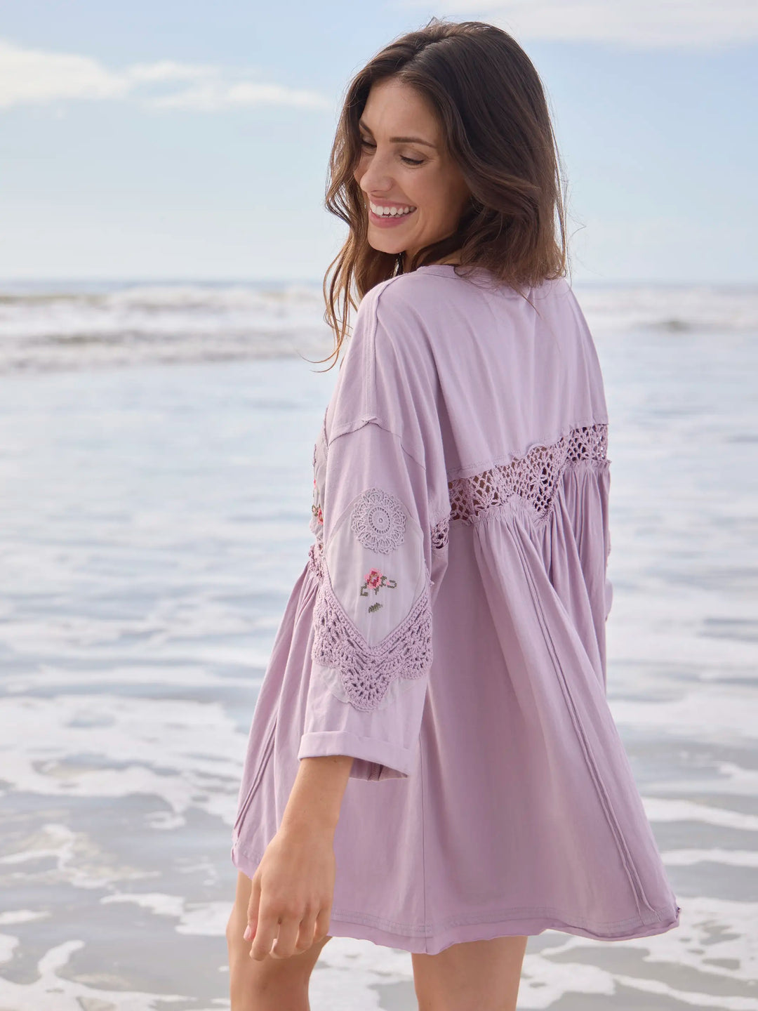 Secret Garden Embroidered Cotton Tunic - Lavender – Natural Life