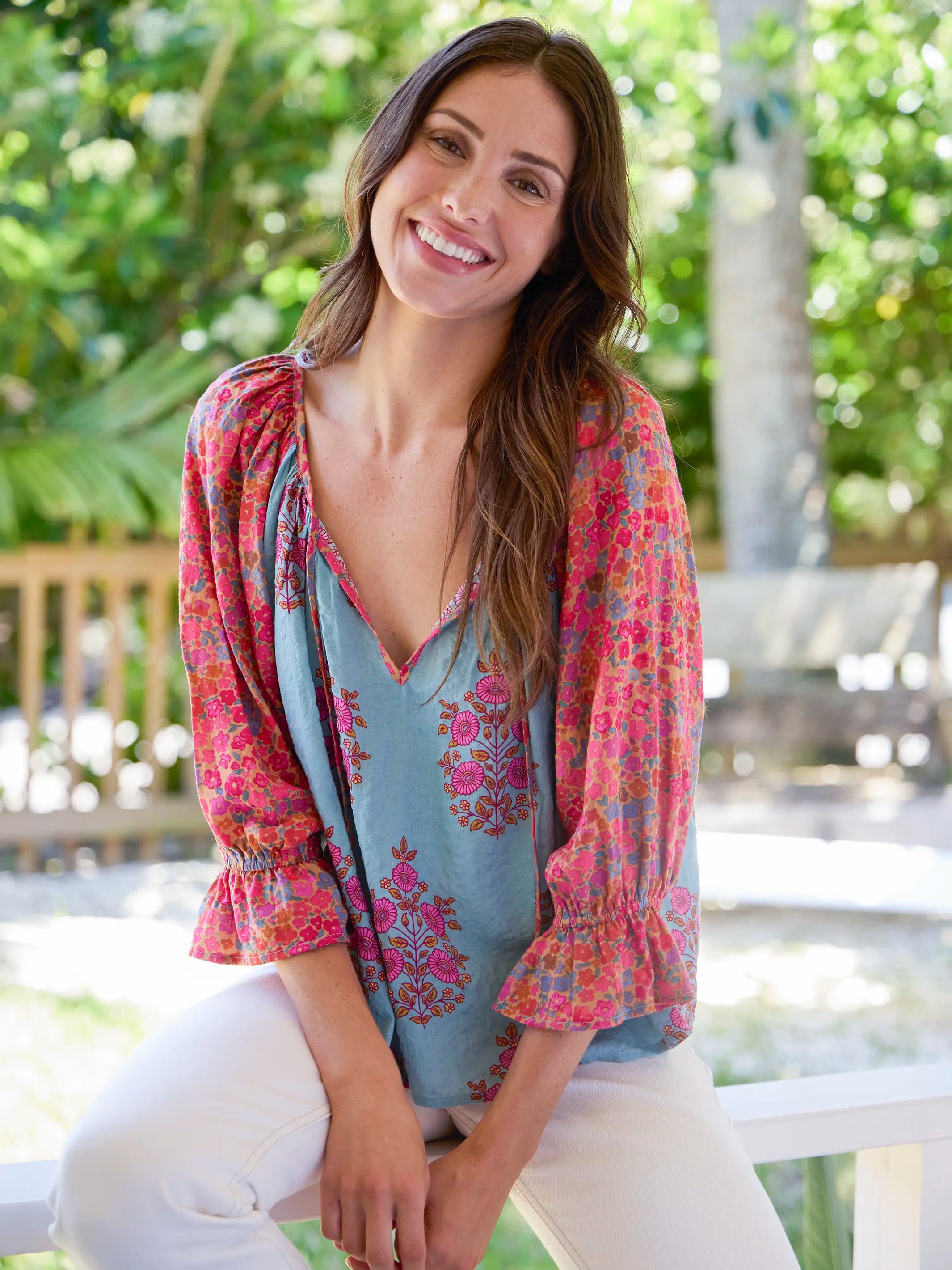 Magnolia Top - Wildflower Medallion Teal – Natural Life