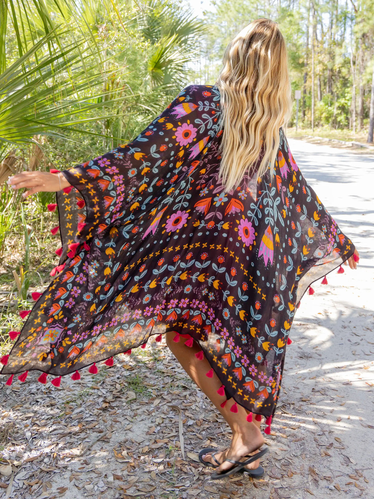 Soleil Tassel Kimono - Charcoal Mandala – Natural Life