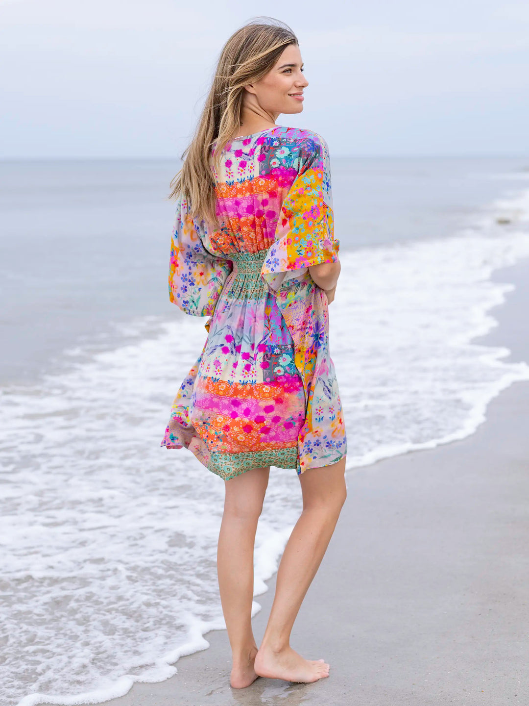 kaftan mini dress Rachel - Barocco Scallops - Black The beautiful print Buy Blue Greek Print Linen