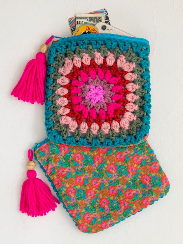 Crochet Zip Pouch - Teal-view 2