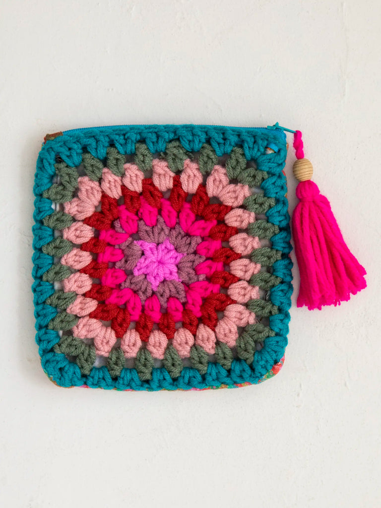 Crochet Zip Pouch - Teal-view 1