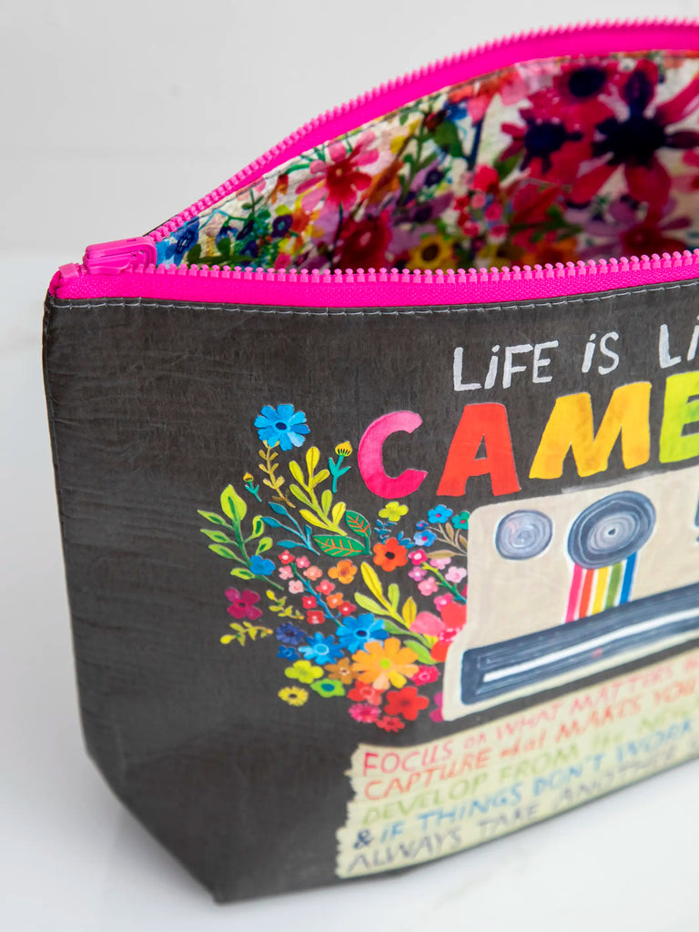 Recycled Zipper Pouch - Life Is Like A Camera-view 2