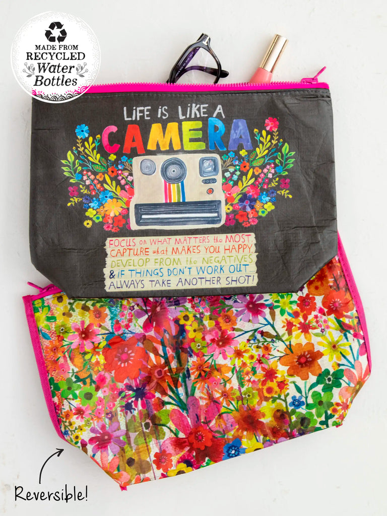 Recycled Zipper Pouch - Life Is Like A Camera-view 1