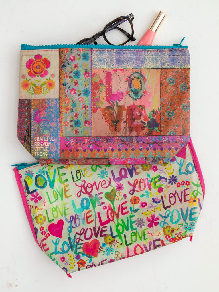 Recycled Zipper Pouch - Love-view 3