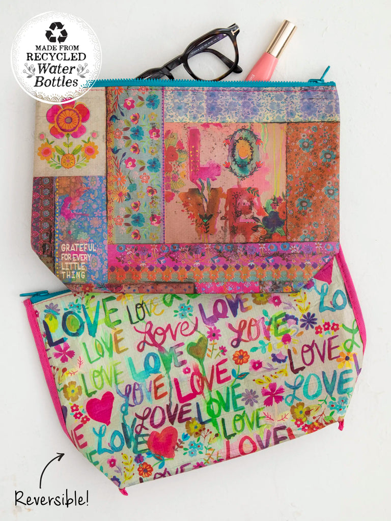 Recycled Zipper Pouch - Love-view 1