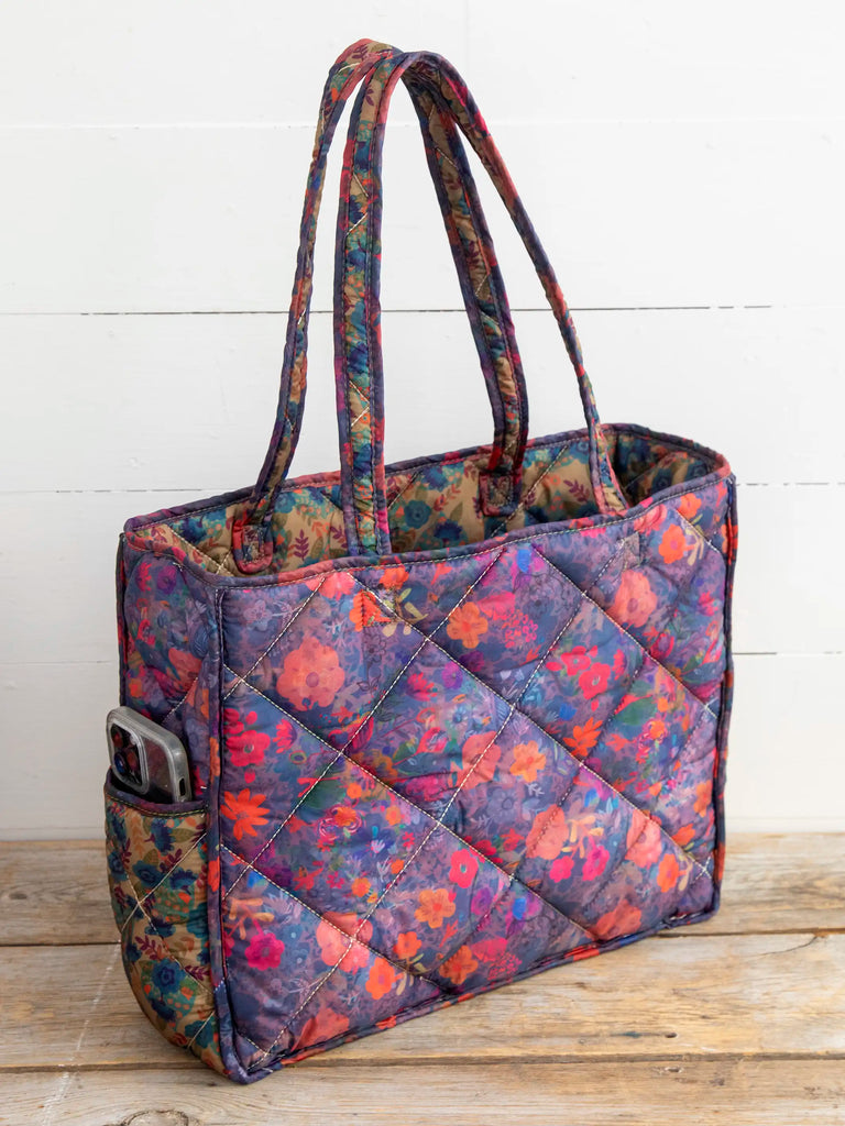 Reversible Puffy Tote - Large, Floral Garden-view 4