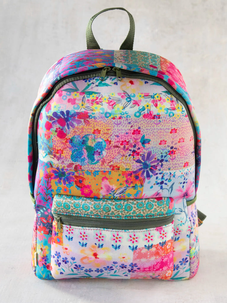 Live Happy Neoprene Backpack - Pink Watercolor Patchwork-view 3