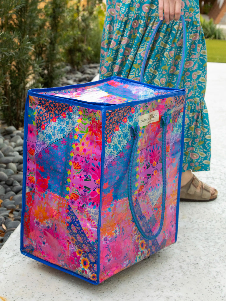 Rolling Tote - Bright Pink Patchwork-view 3
