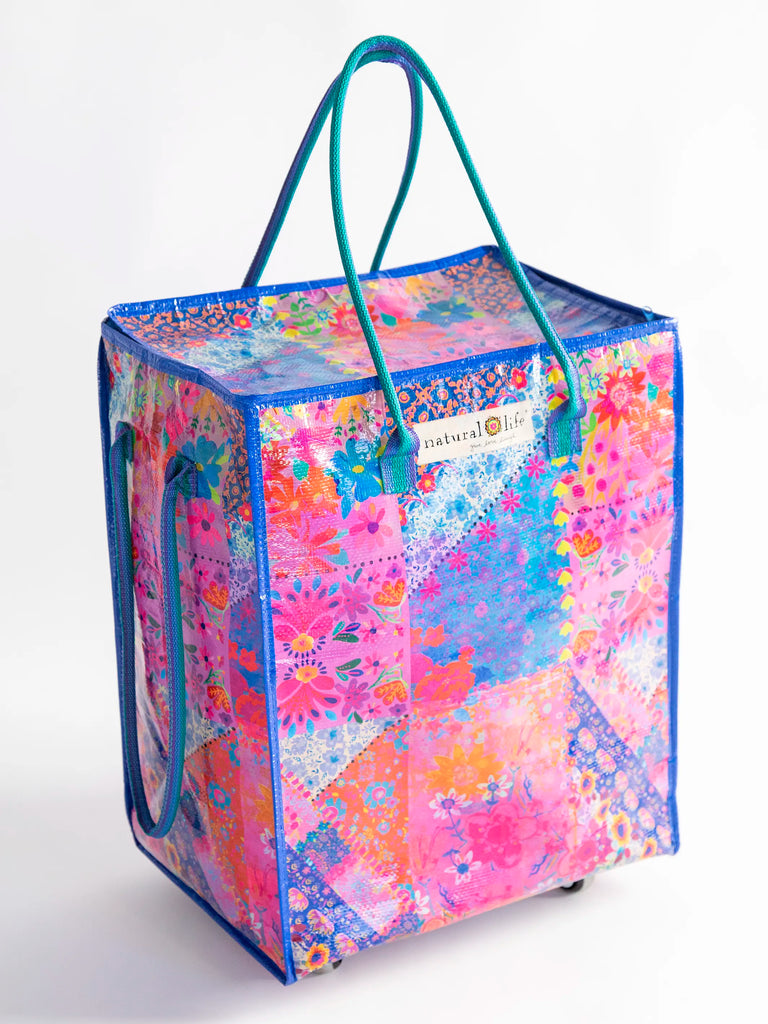Rolling Tote - Bright Pink Patchwork-view 2
