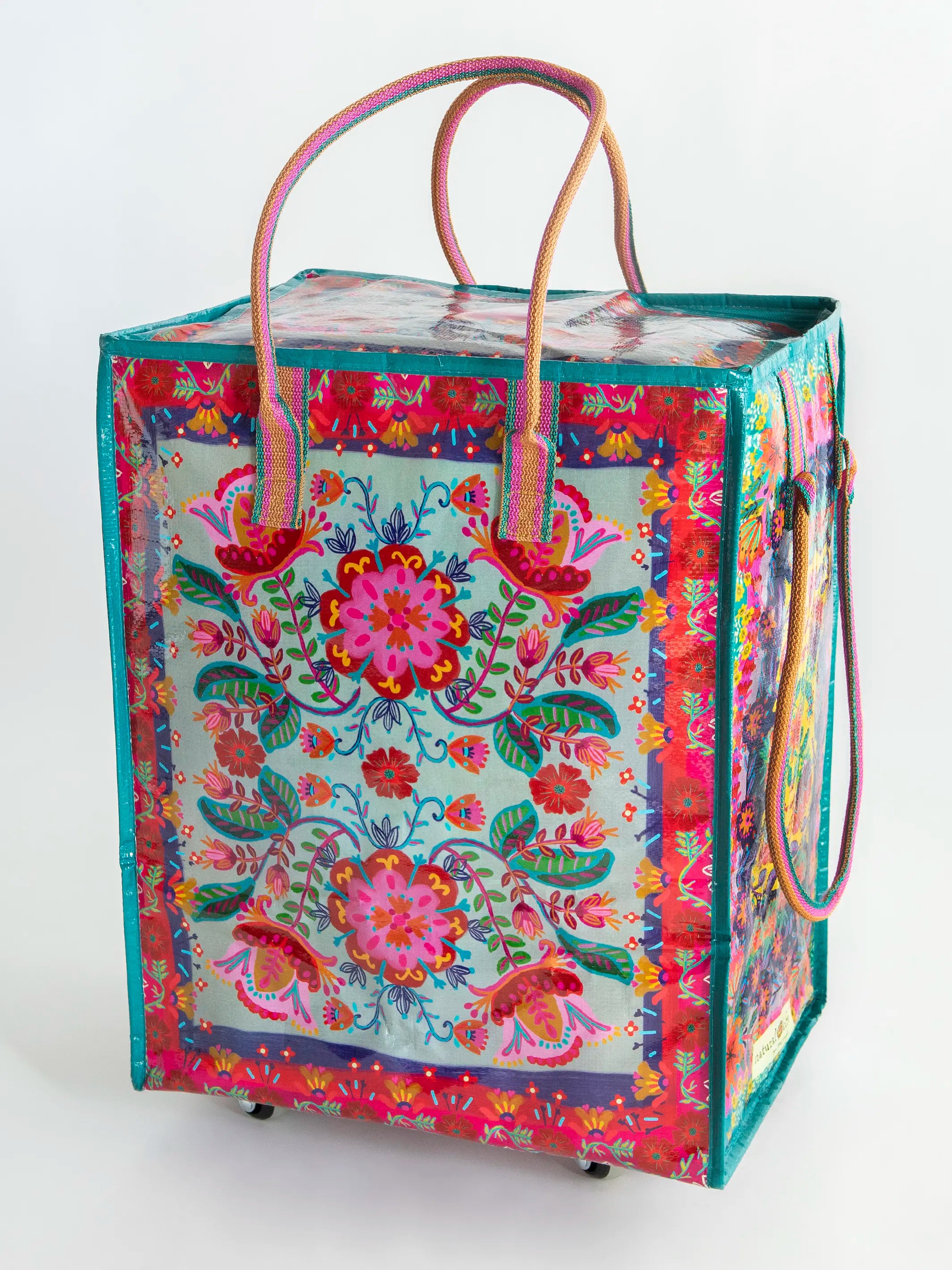 Rolling Tote Bag - Red Folk Flower – Natural Life