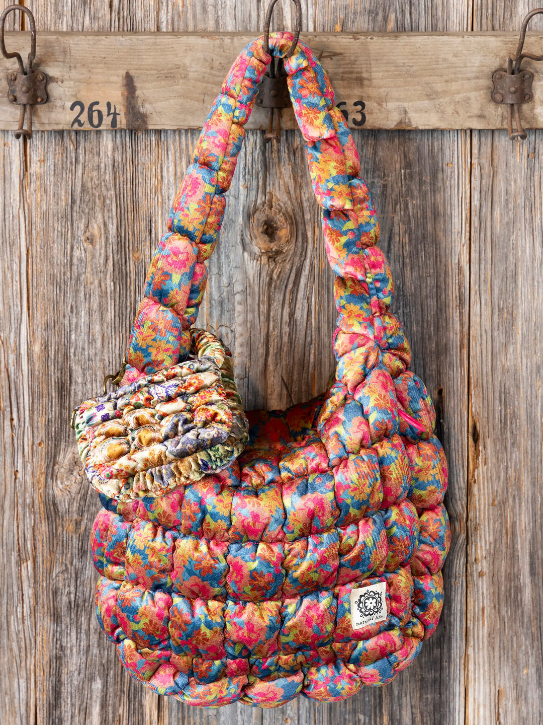 Puffy Mini Clip-On Pouch - Mandala Folk Patchwork Velvet