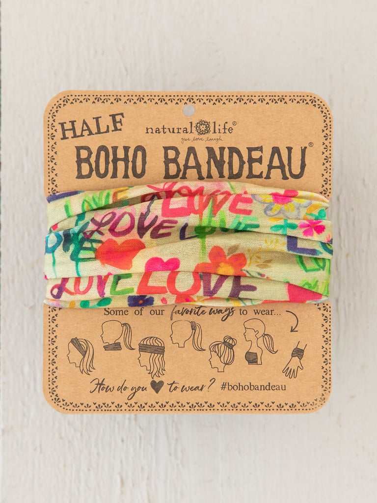 Half Printed Boho Bandeau Headband - LOVE-view 1