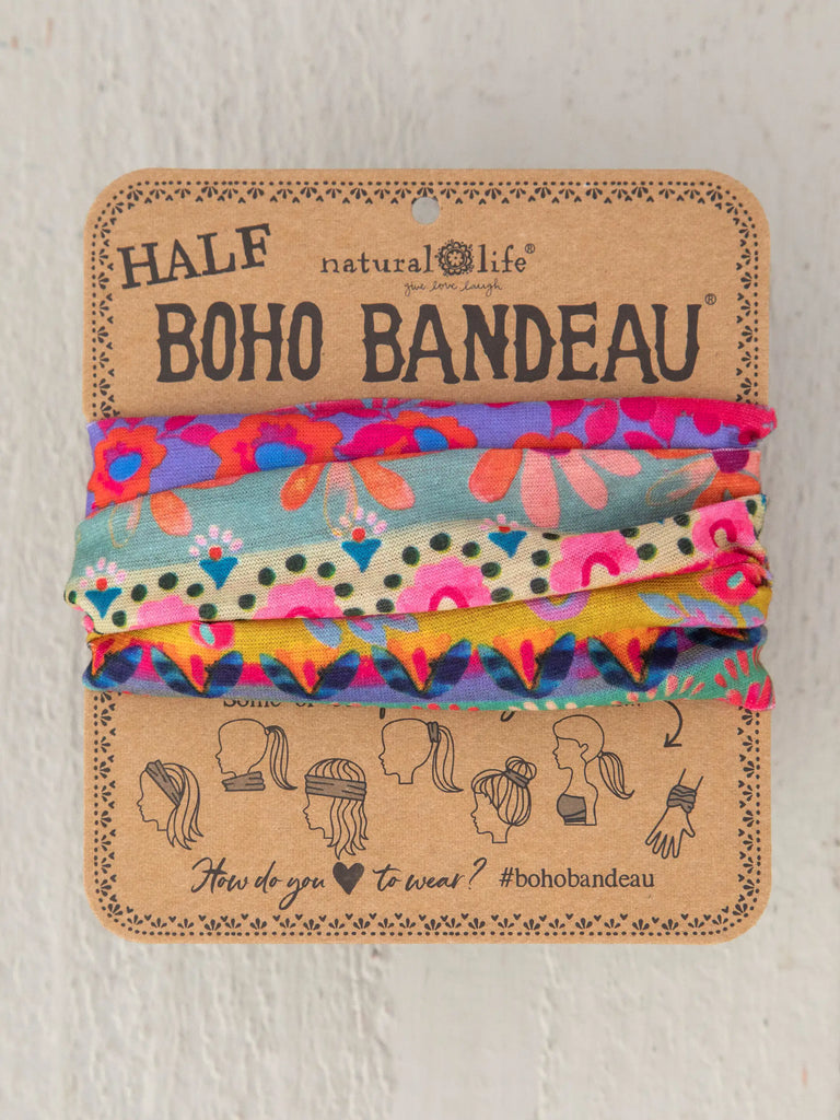 Half Boho Bandeau Headband - Folk Floral Border-view 1