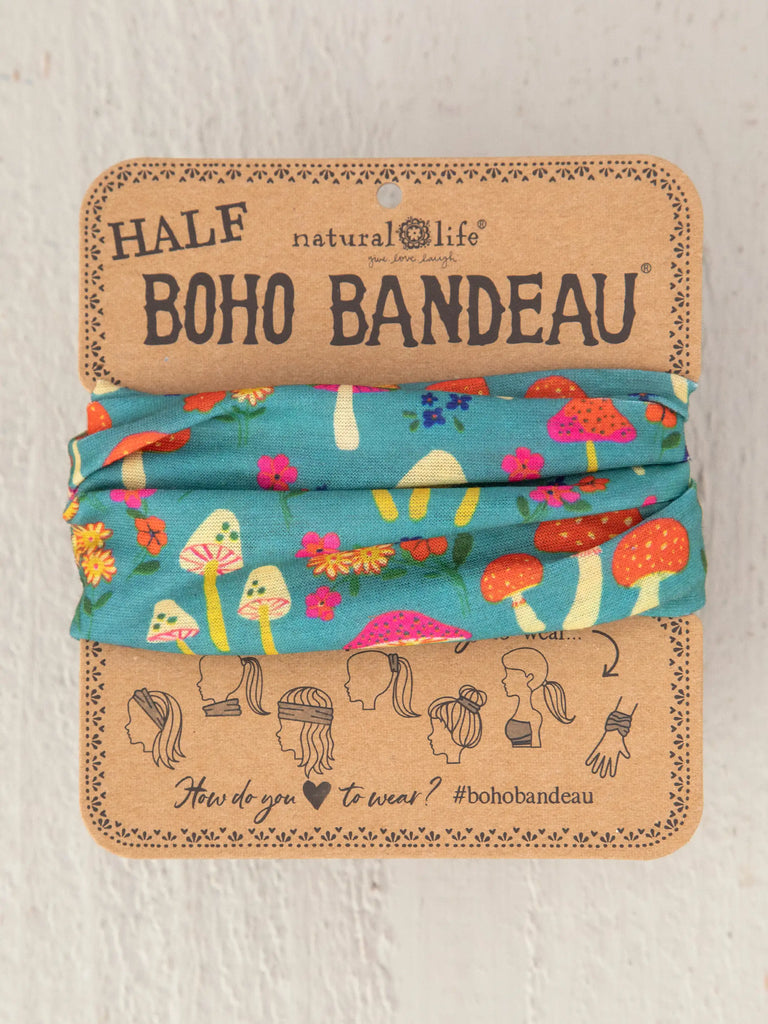 Half Boho Bandeau Headband - Mushroom Print-view 1