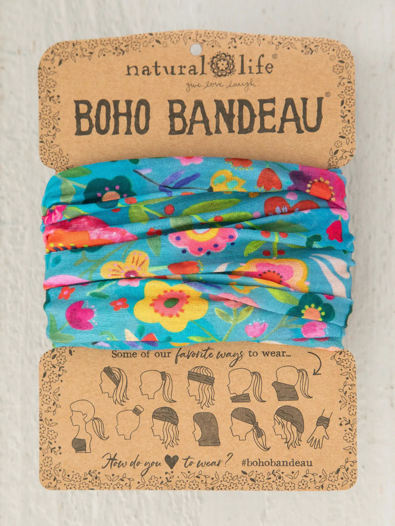 Full Boho Bandeau Headband - Teal Folk Flower-view 3