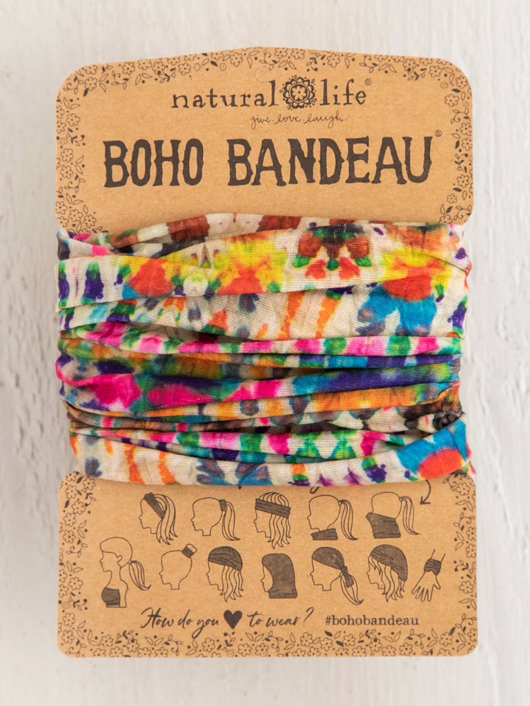 Full Boho Bandeau® Headband - Fuchsia Marigold Tie-Dye-view 1