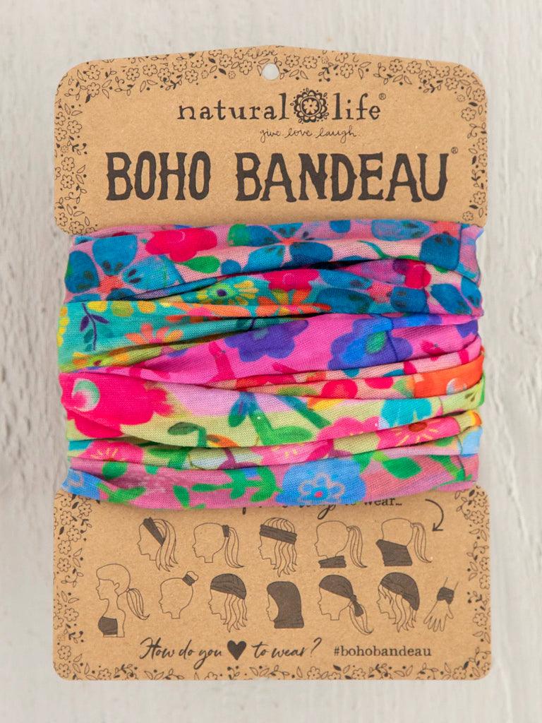 Full Boho Bandeau® Headband - Rainbow Floral Rows-view 1