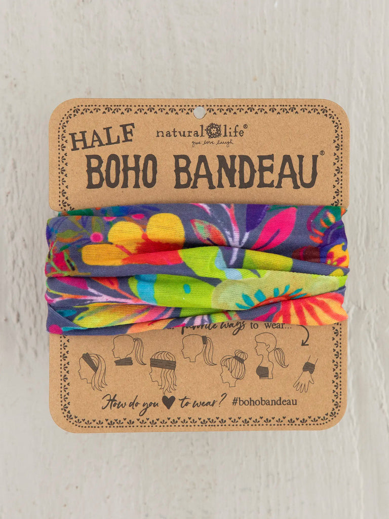 Half Boho Bandeau® Headband - Charcoal Flower-view 1
