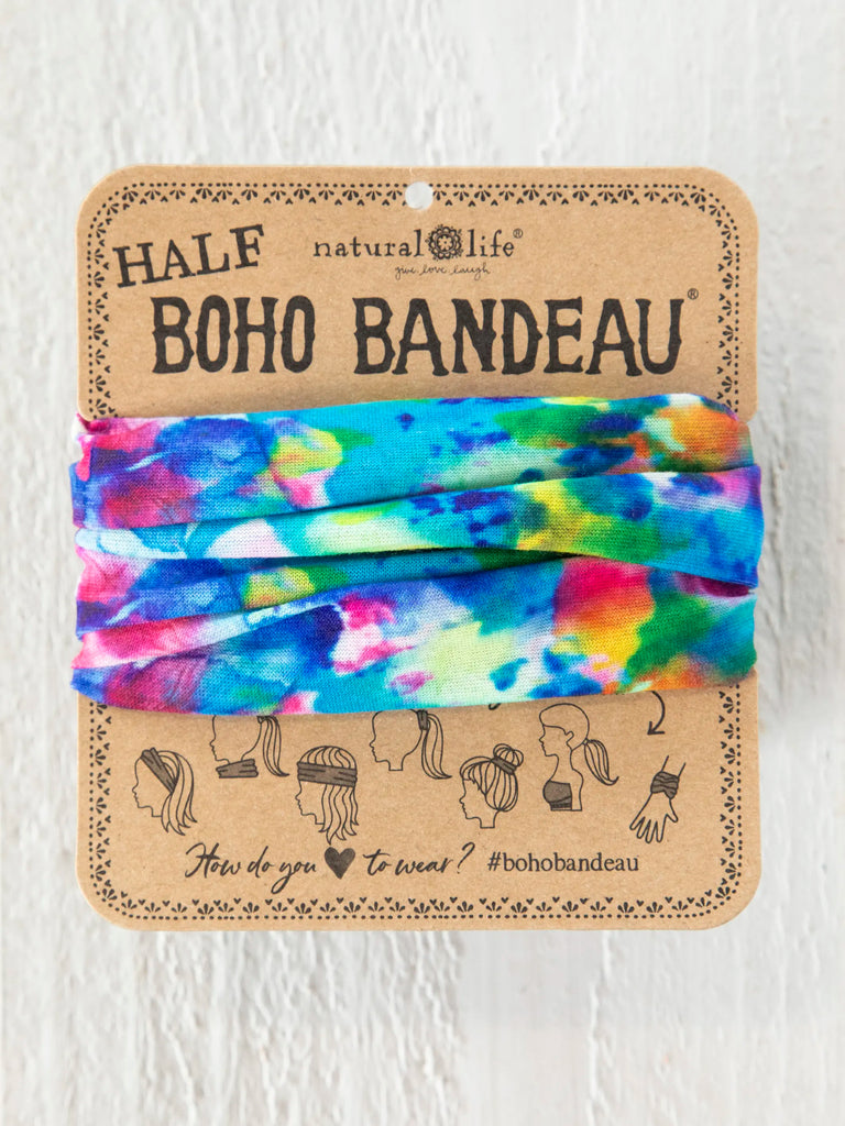 Half Boho Bandeau® Headband - Blue Rainbow Tie-Dye-view 1
