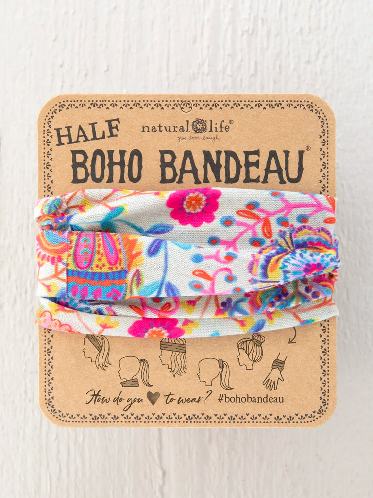 Half Boho Bandeau® Headband - Cream Folk-view 1