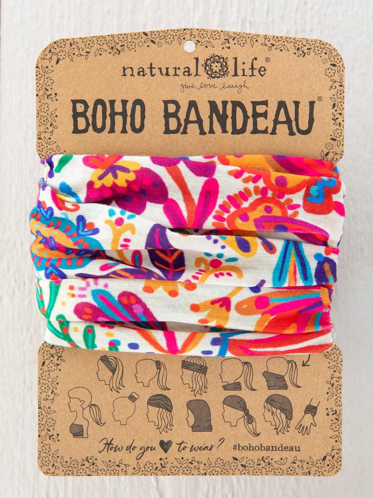 Full Boho Bandeau® Headband - Rainbow Cream Floral-view 1