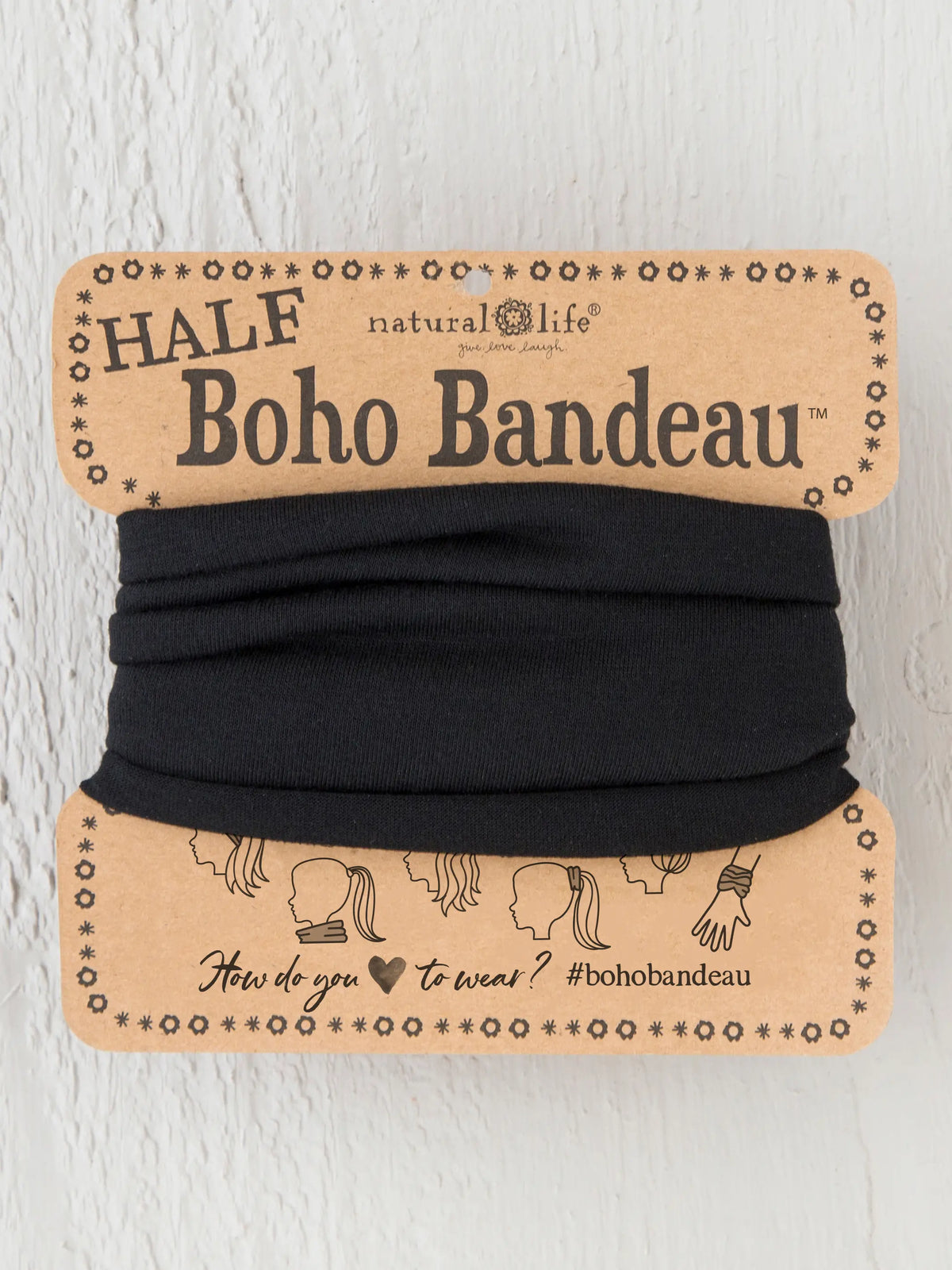 Half Boho Bandeau® Headband - Black – Natural Life