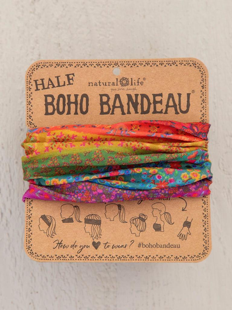 Border Print Half Boho Bandeau|Rainbow Borders-view 1