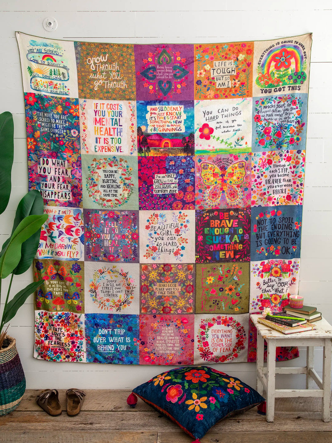 XL Double-Sided Cozy Blanket - Fearless Chirps – Natural Life XL Double-Sided Cozy Blanket - Fearless Chirps – Natural Life