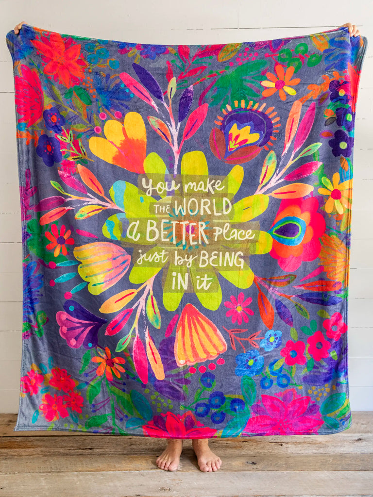 Cozy Throw Blanket - You Make The World Better-view 1
