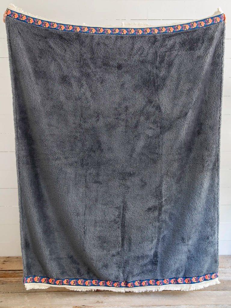 Fringe Throw Blanket - Charcoal-view 3