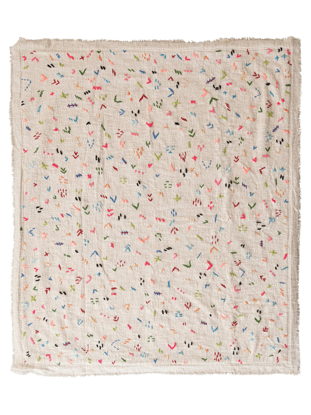 Hand-Embroidered Cotton Sherpa Blanket