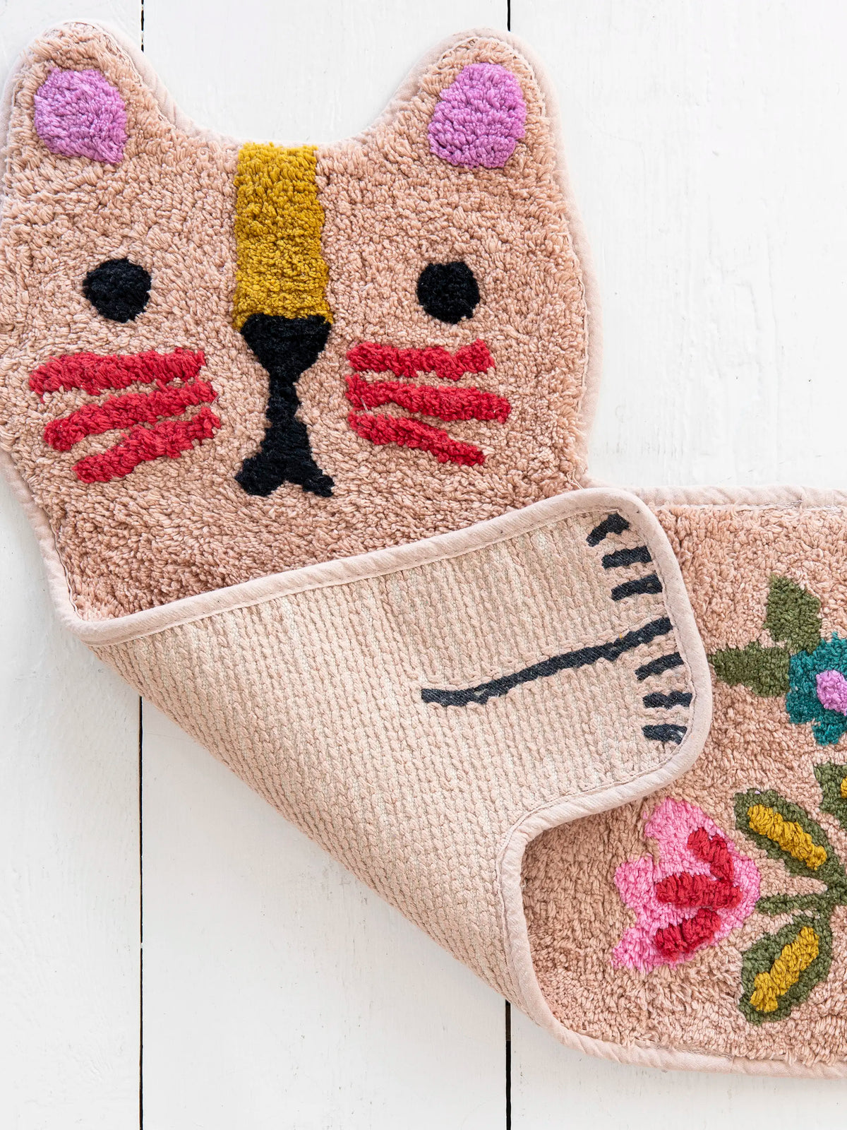ファンデーション cat Tufted Cotton Bath Mat - Dusty Rose Cat – Natural Life