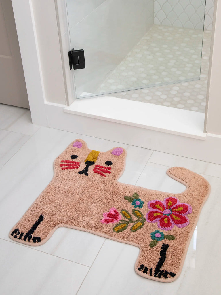 Tufted Cotton Bath Mat Cat Natural Life