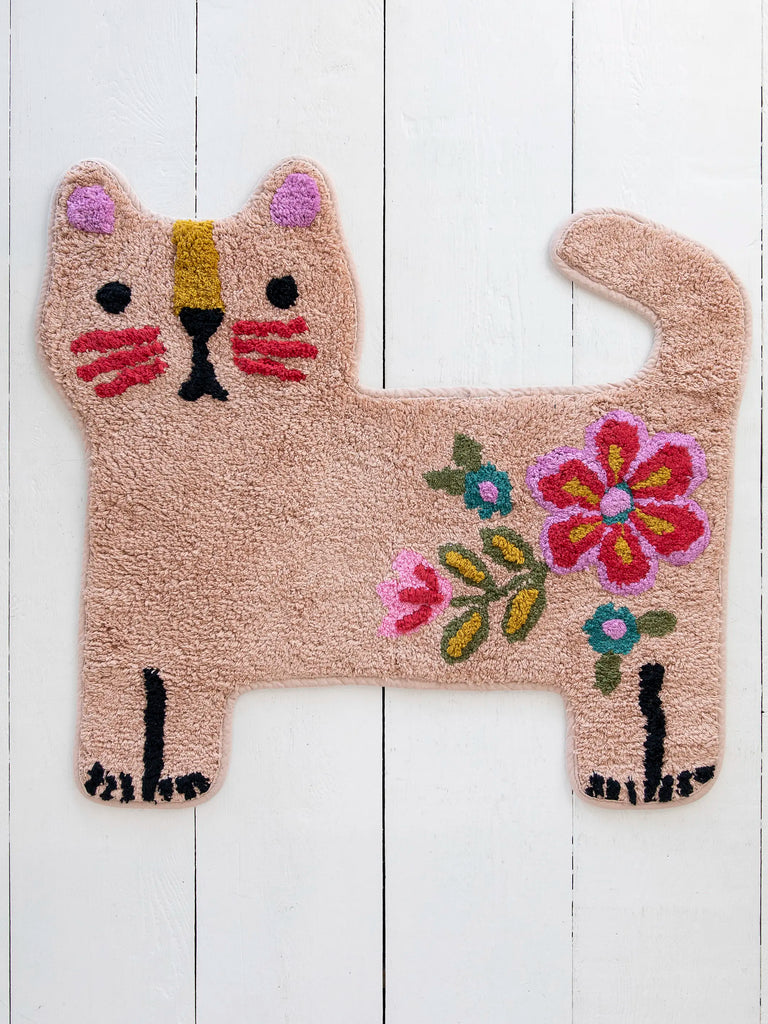 Tufted Cotton Bath Mat Cat Natural Life