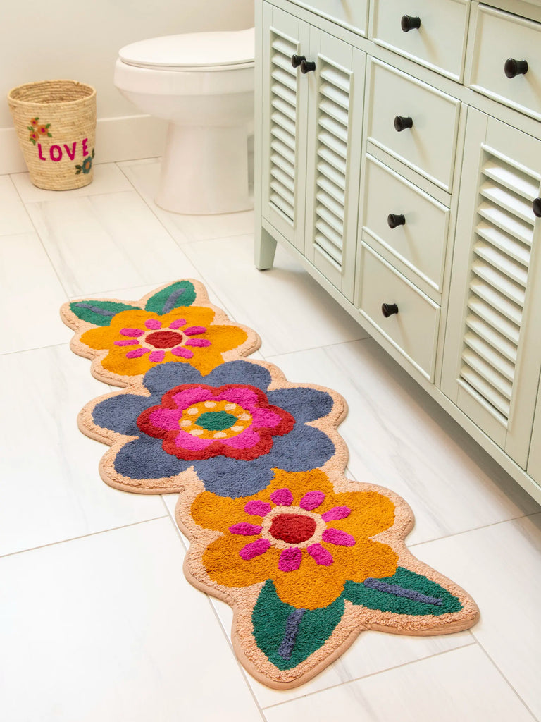 Tufted Runner Bath Mat Folk Flower Natural Life