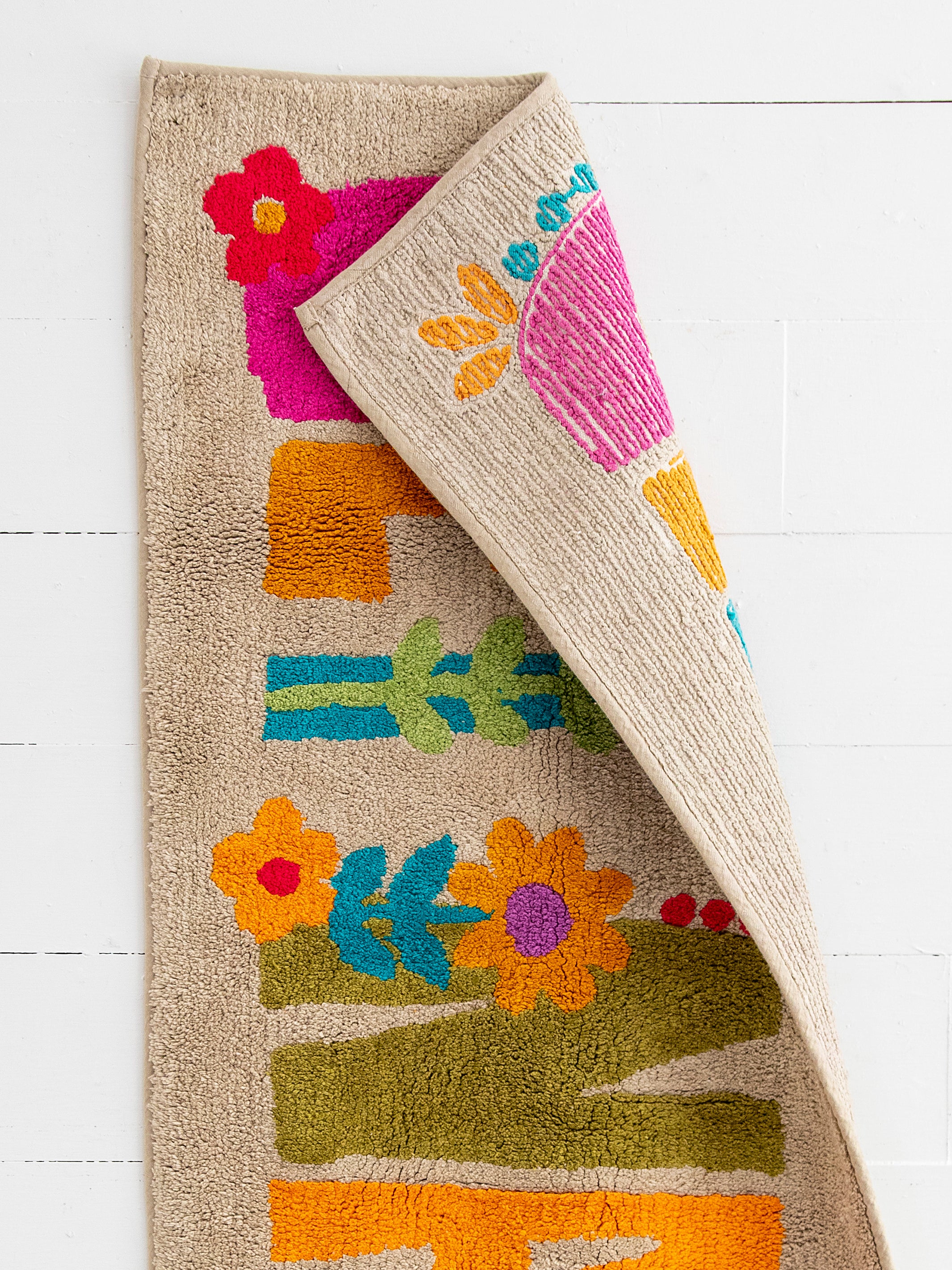 Tufted Runner Bath Mat Cream Mushrooms Natural Life