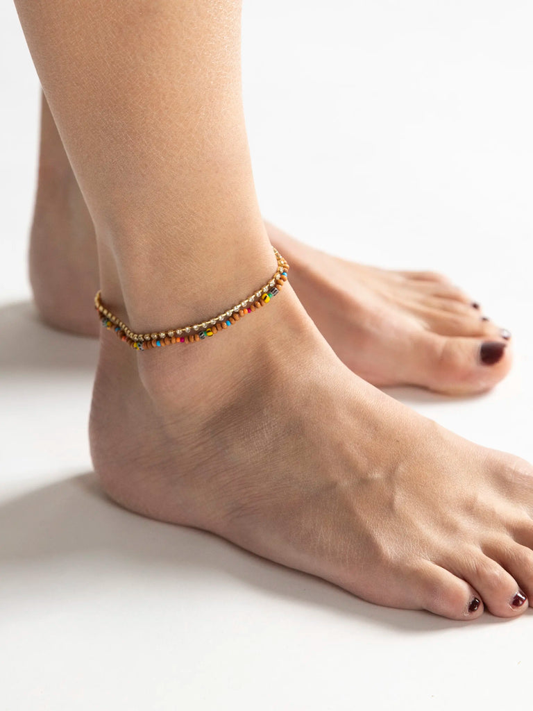 Golden Eye Layered Anklet - Rainbow-view 2