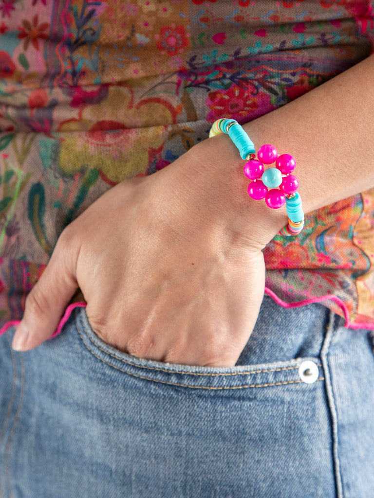 Chunky Daisy Bracelet - Turquoise-view 2