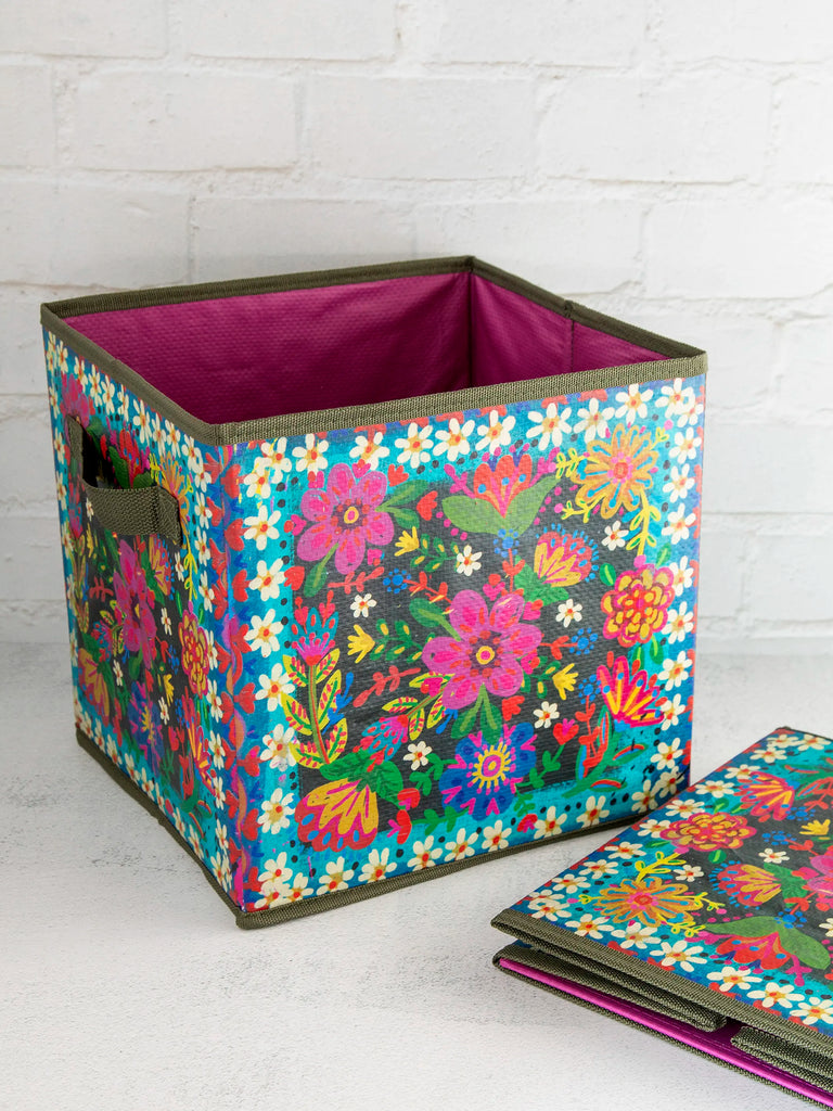 Collapsible Storage Cubes, Set of 2 Charcoal Borders Natural Life