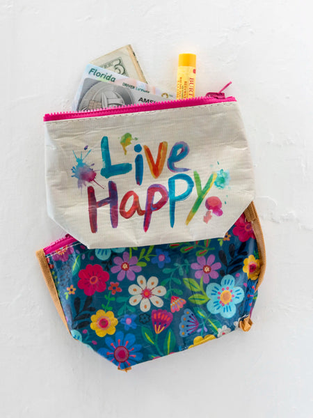 Small Recycled Reversible Zipper Pouch - Live Happy – Natural Life