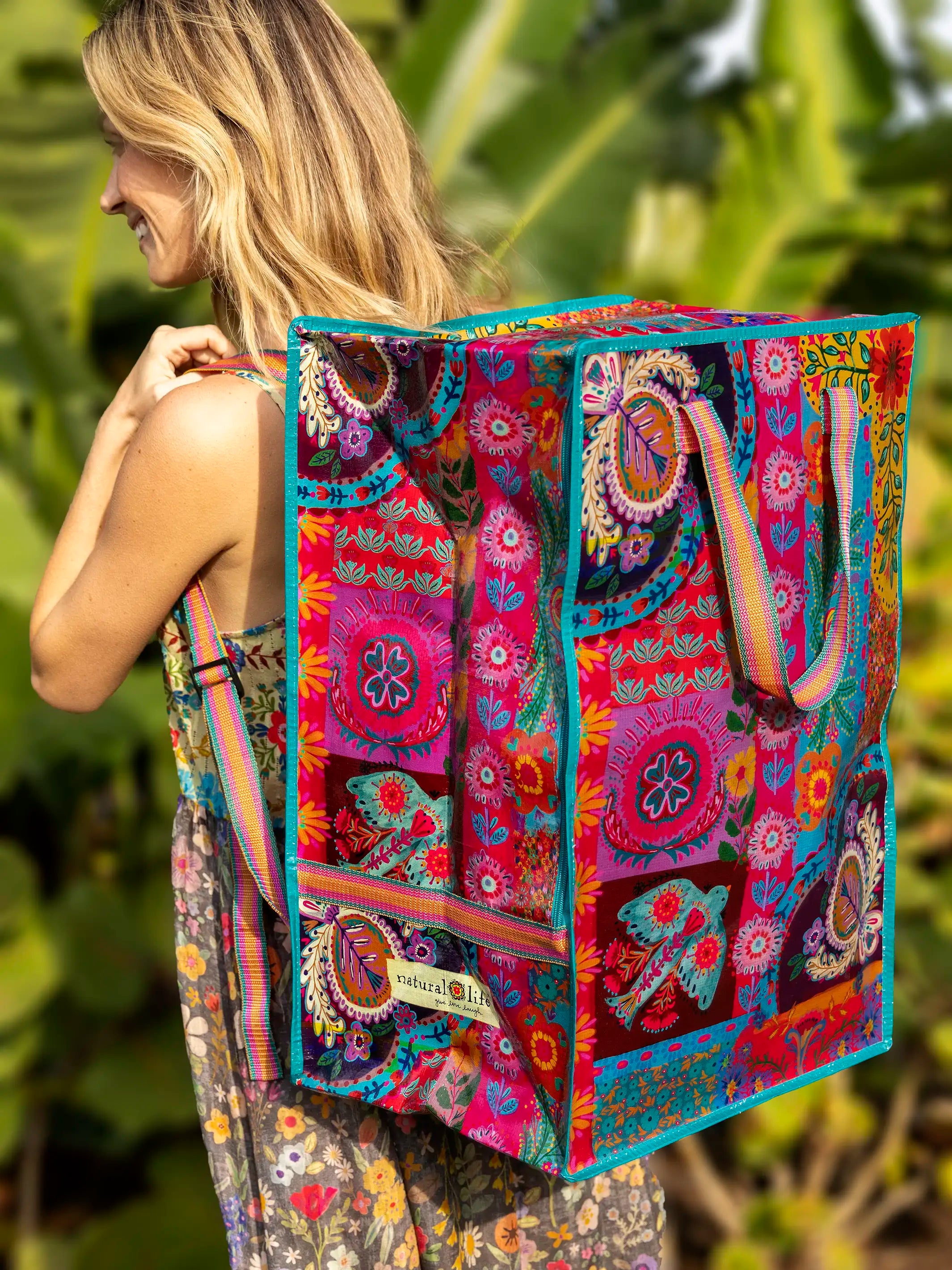 XL Backpack Tote Bag - Magenta Patchwork – Natural Life