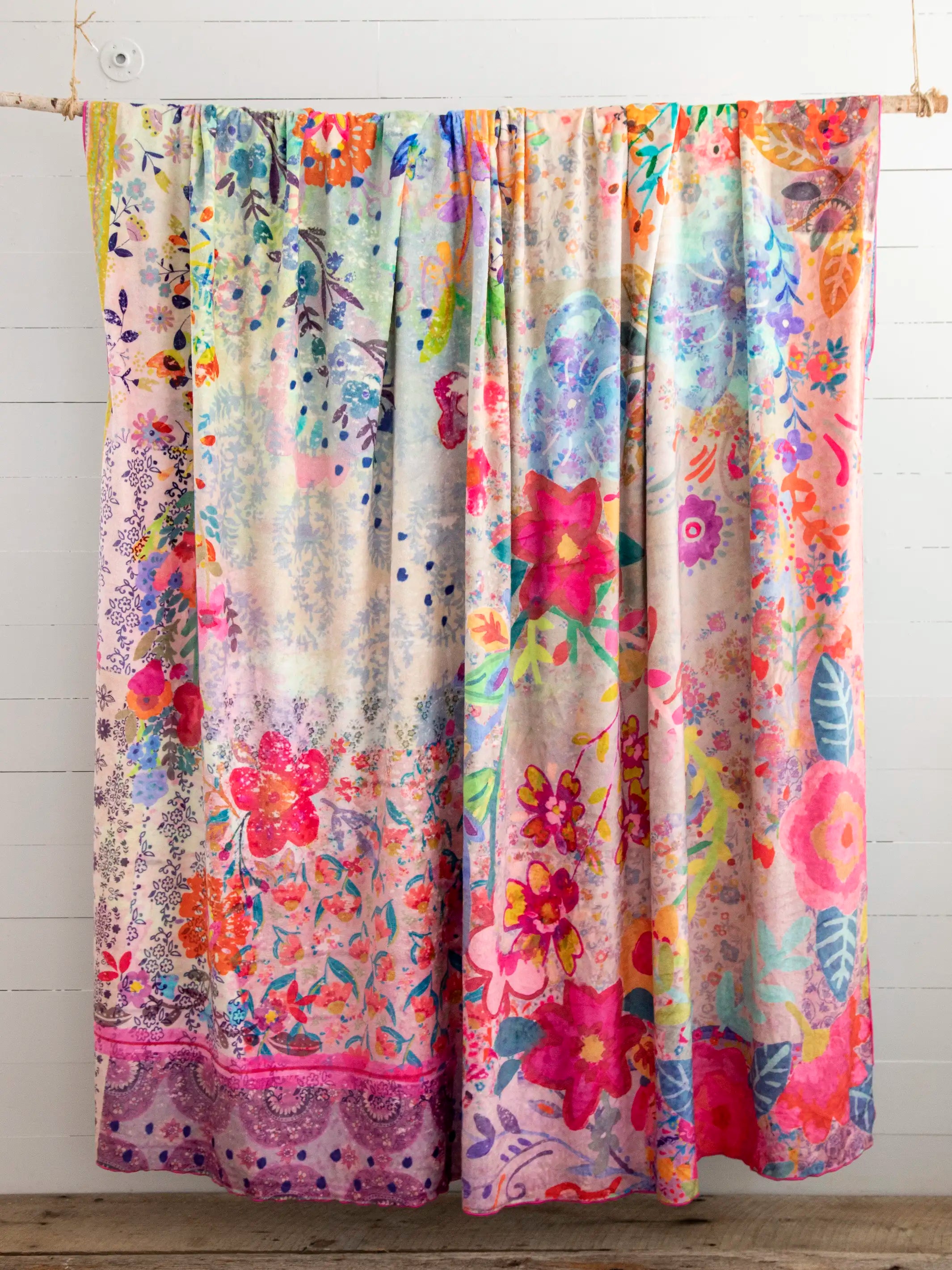 Double-Sided Cozy Coverlet - Watercolor Floral